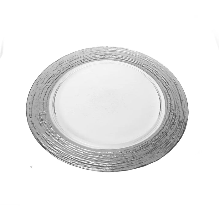 13"D Set of Four Flat Chargers with Silver