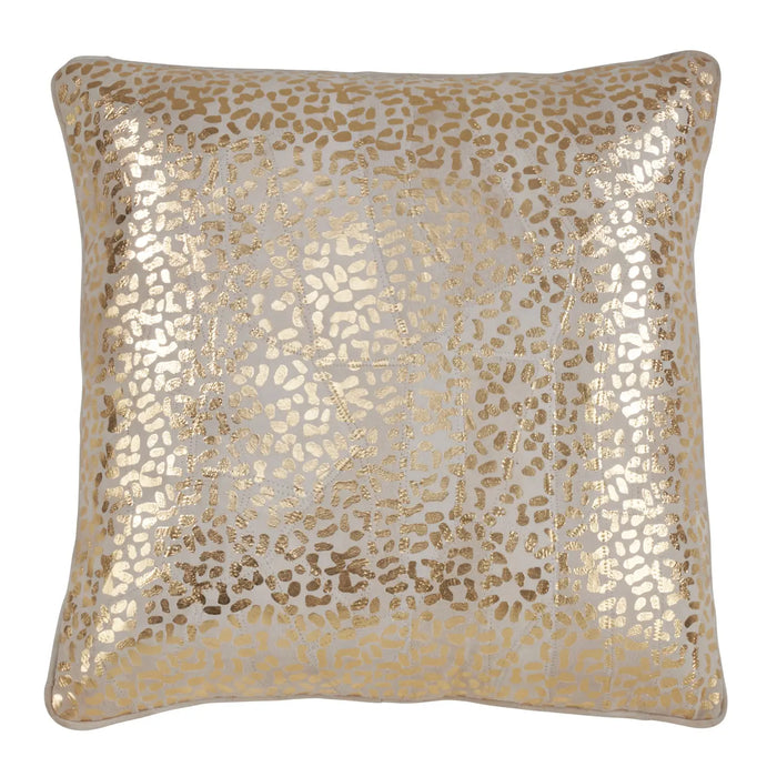 Leather Throw Pillow with Leopard Foil Print