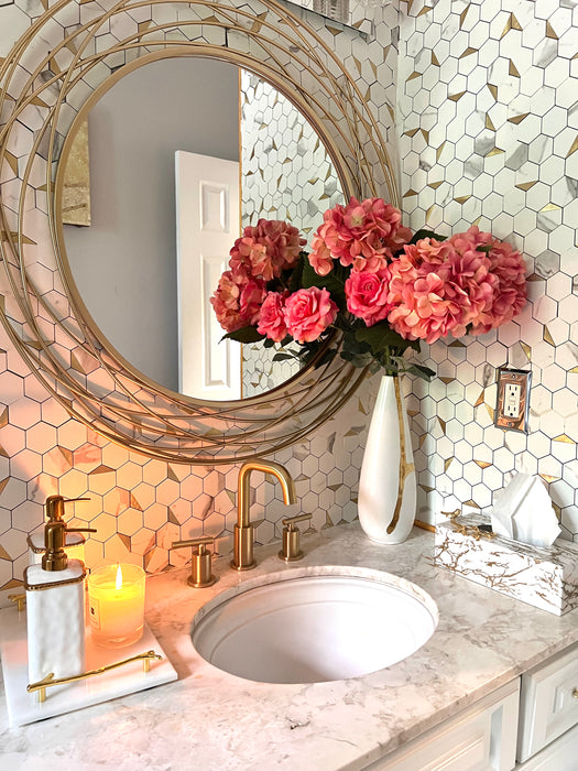 White Marble Tray With Gold Handle