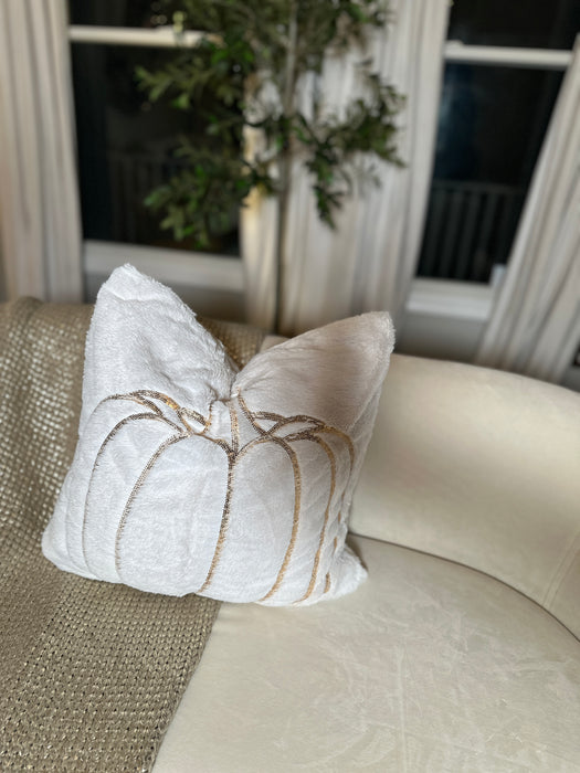 Throw Pillow Covers 18x18 Set of 2 White Sequin Embroidery Single Big Pumpkins Pillow Cases Thanksgiving Home Party Pumpkin Decor Plush Pillowcases Cushion Covers