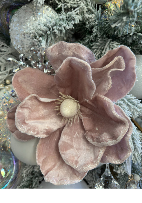 Luxury Christmas Tree Poinsettia Flower Cream White Velvet Magnolia Artificial Floral Ornaments