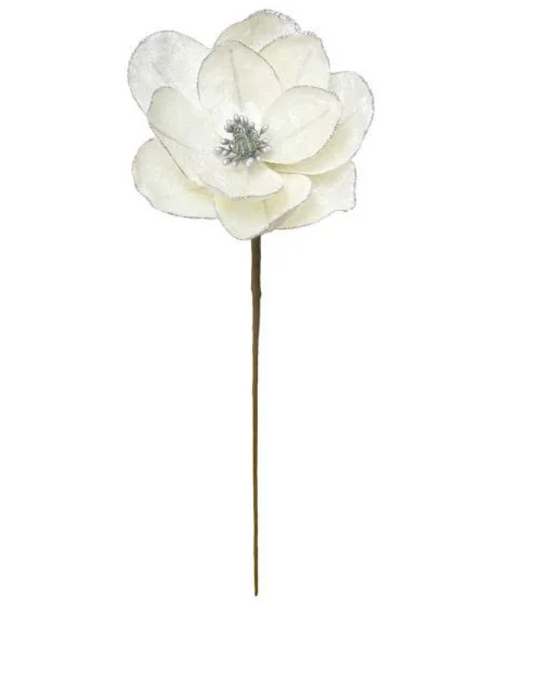 Luxury Ivory Glittered Mongolia Flower With Silver accent