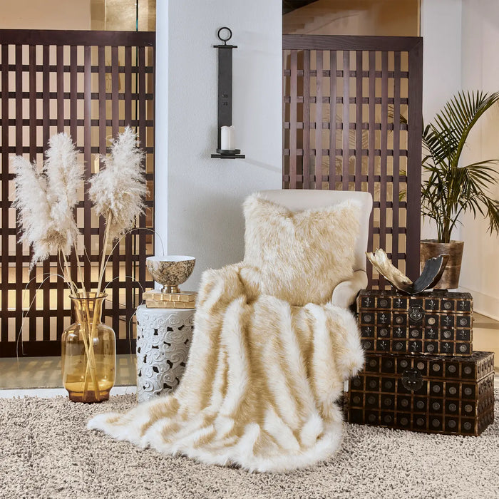 Aspen Ivory Gold Fur Pillow