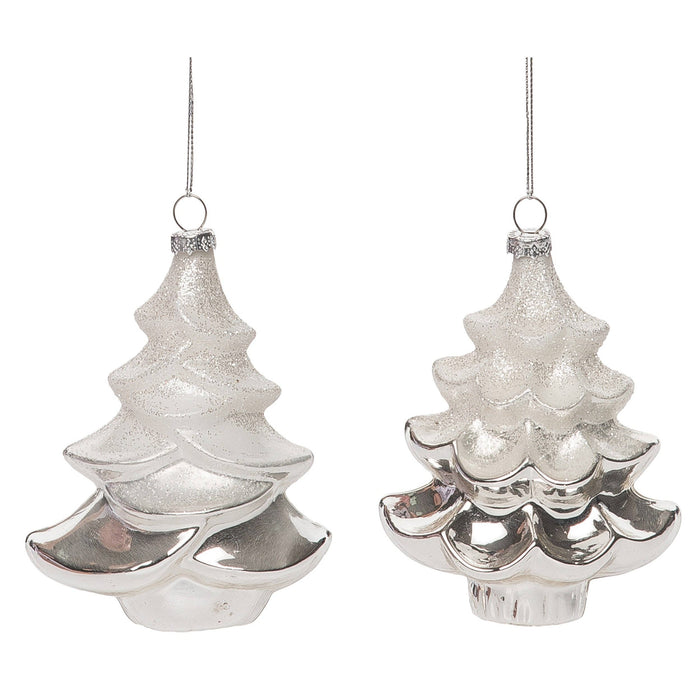 SALE Glass 5 in. Multicolored Christmas Tree Orn Set 2