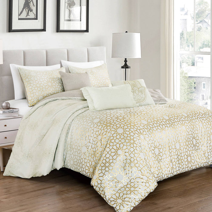 Royal Gold Jacquard Comforter - 6 Piece Set (Case Pack): King