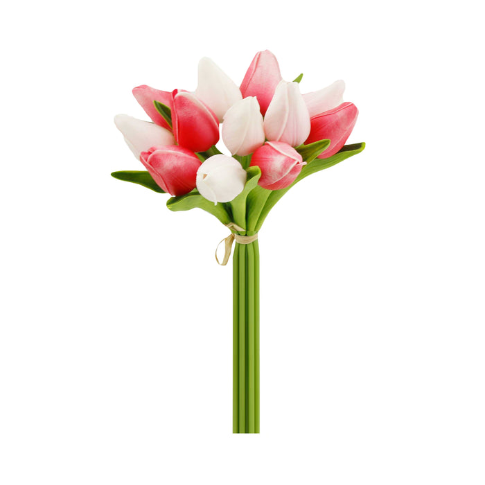 1 Dozen Real Touch Tulip Bud bouquet-13.25"
