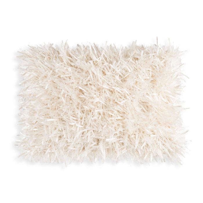 Logan White Woven Shaggy Pillow
