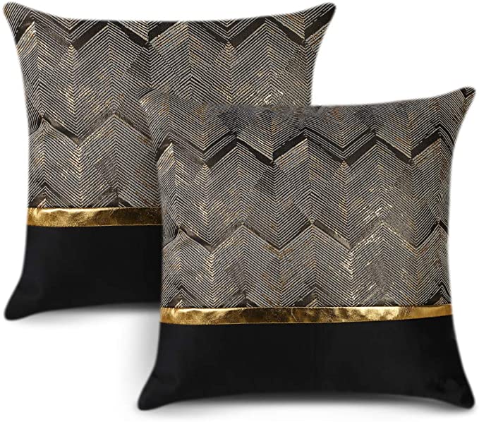 Luxury Throw Pillow Cover with gold accent
