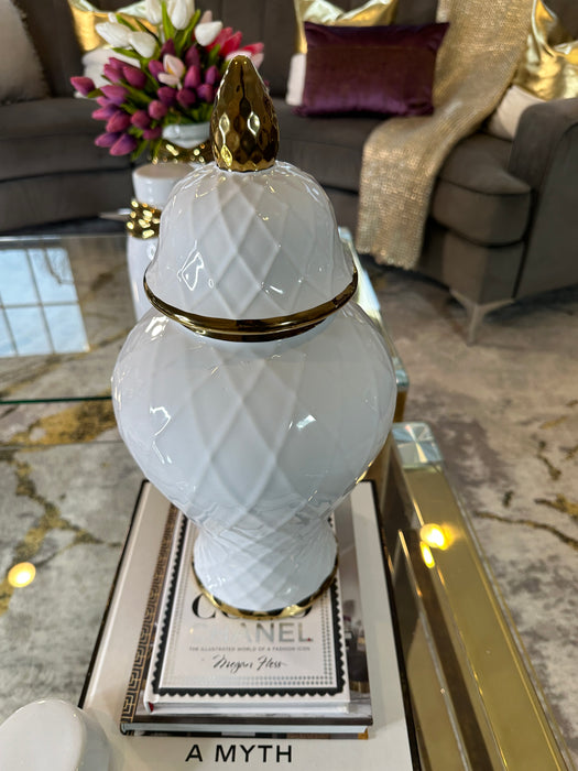 White and Gold Ginger Jar