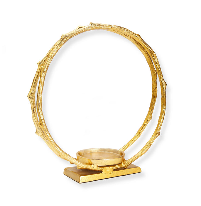 Gold Circle Hurricane Candle Holder 7.75"H