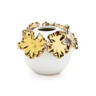 White Bud Vase with Gold Floral Design