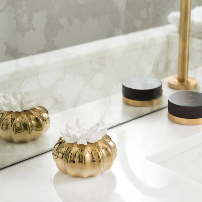 Gold Ruffled Diffuser, "English Pears & Freesia"