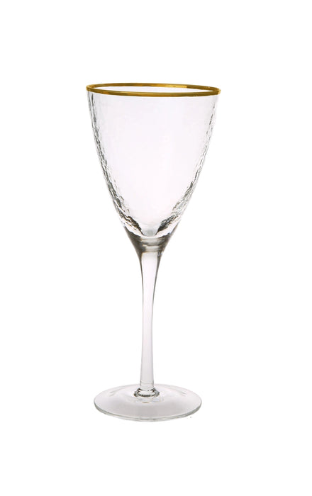 Set of Six Wine Glasses with Simple Gold Design