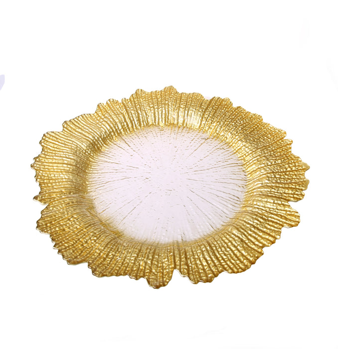 Gold Flower Shaped Chargers - Set of Four