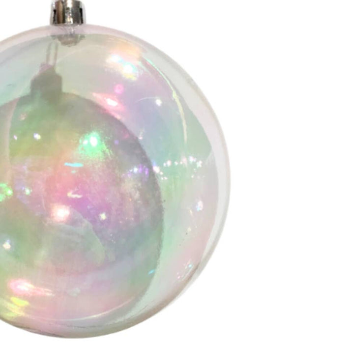 Clear Iridescent Plastic Ball Christmas Ornament 8"