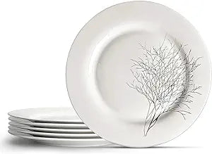 Holiday White Dinner Plate with branches design