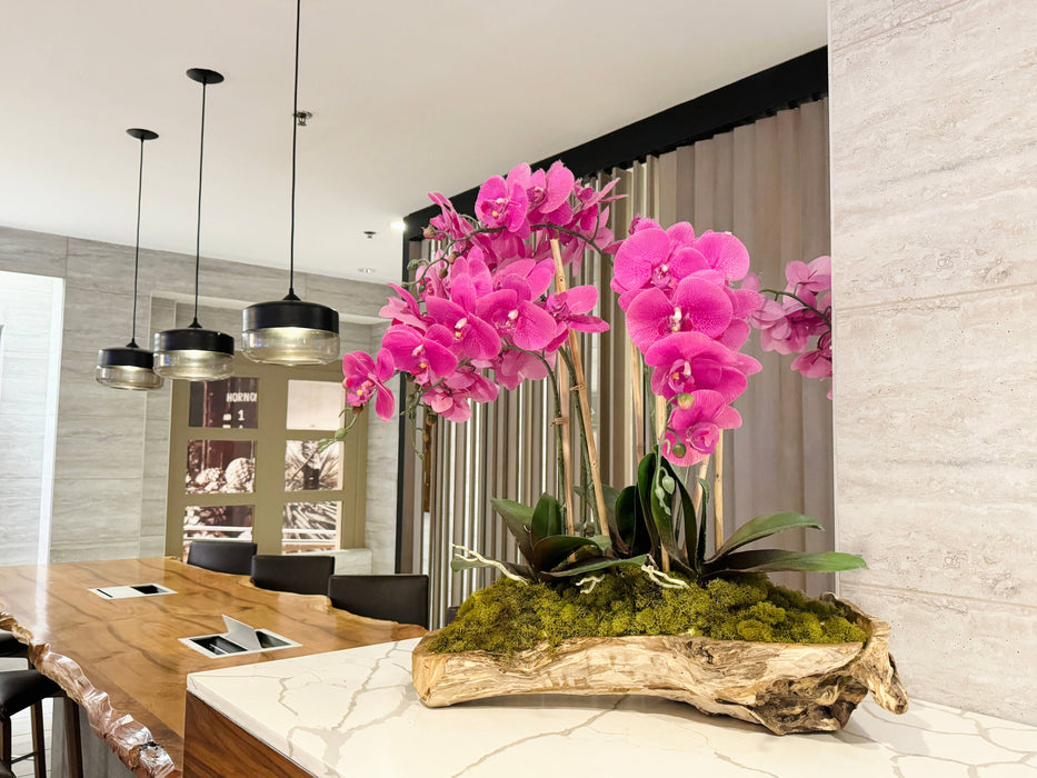 36" Real touch Phalaenopsis Orchid-Large bloom 9 Flowers: Natural Fuchsia