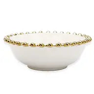 5 Piece White Dinner Set Gold Beaded Border