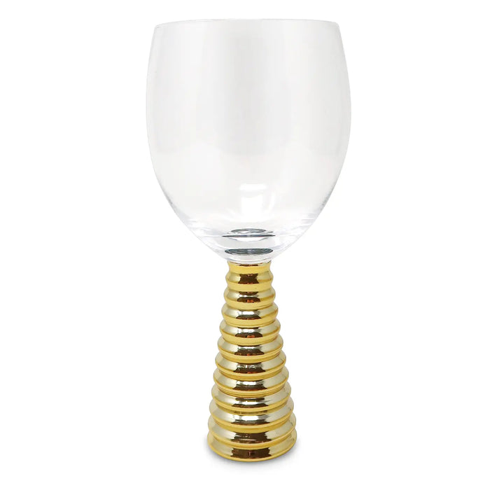 Set of 6 Water Glasses with Gold Design Stem