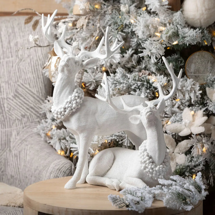 Frosted Deer Figurine Set 2