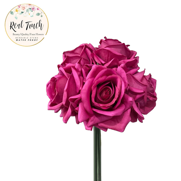 5-stem Rose Bouquet-Lifelike real-touch large Rose: Rose Gold