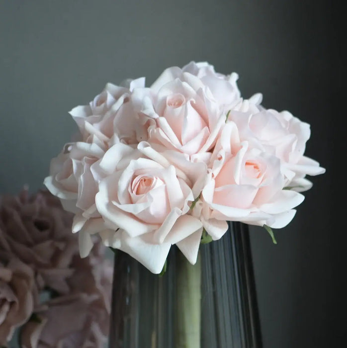 5-stem Rose Bouquet-Lifelike real-touch large Rose: Fuchsia