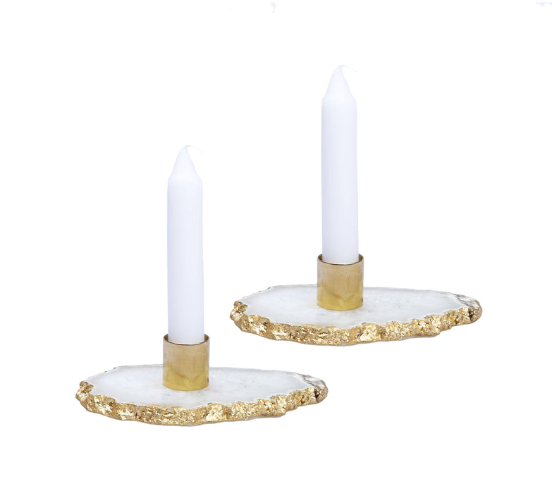 CLASSIC TOUCH DECOR INC. - Flat Agate Stone Candle Holder