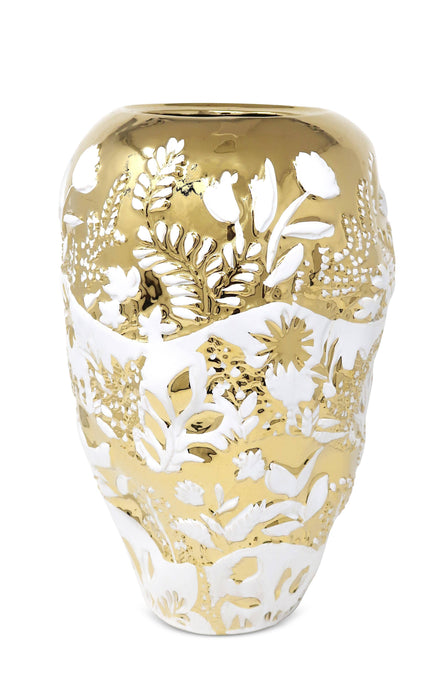 VIVIENCE - Ornate White and Gold Ginger Jar