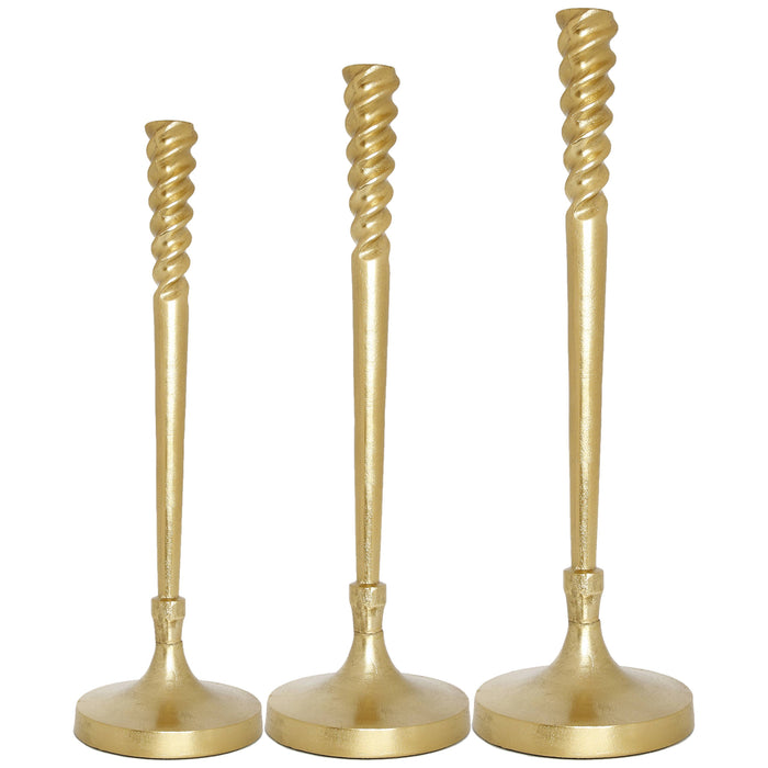 CLASSIC TOUCH DECOR INC. - Spiral Design Gold Geometric Candlestick