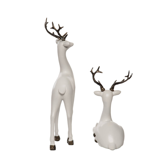 SALE Resin 13" White Christmas Reindeer Glitter Accent Set 2