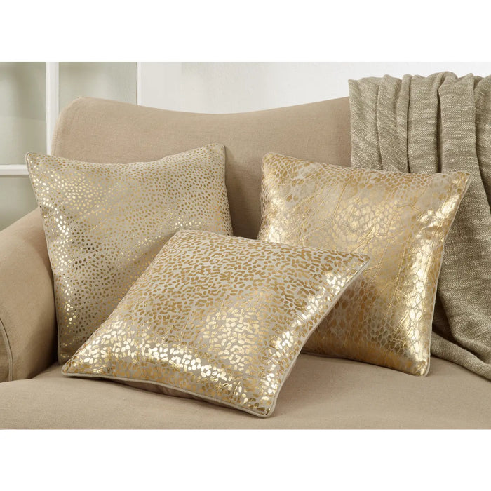 Leather Throw Pillow with Leopard Foil Print