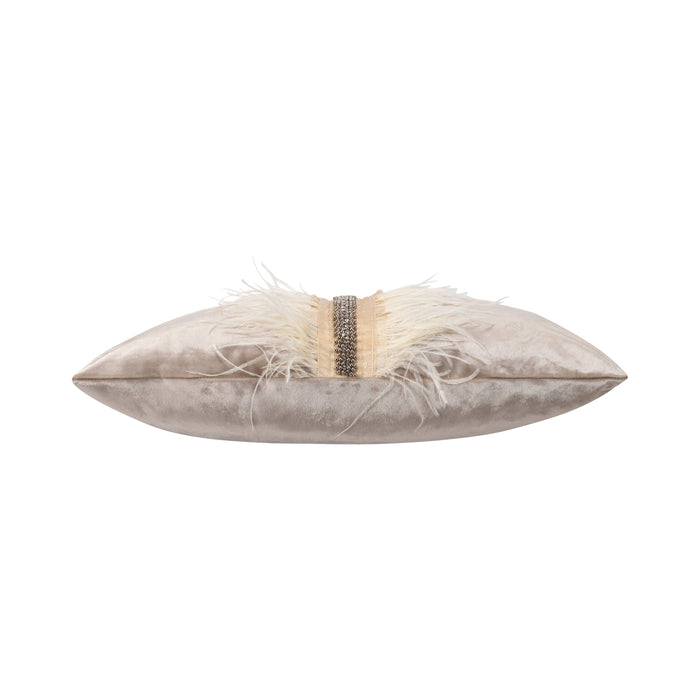 Cloud 9 Design - Ava's Plush Bejeweled Ostrich Feather Throw Pillow