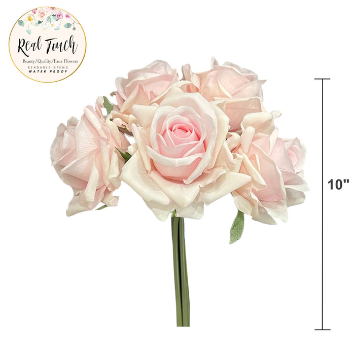 5-stem Rose Bouquet-Lifelike real-touch large Rose: Fuchsia