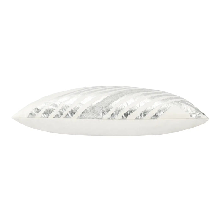 Zara White Silver Lumbar Pillow