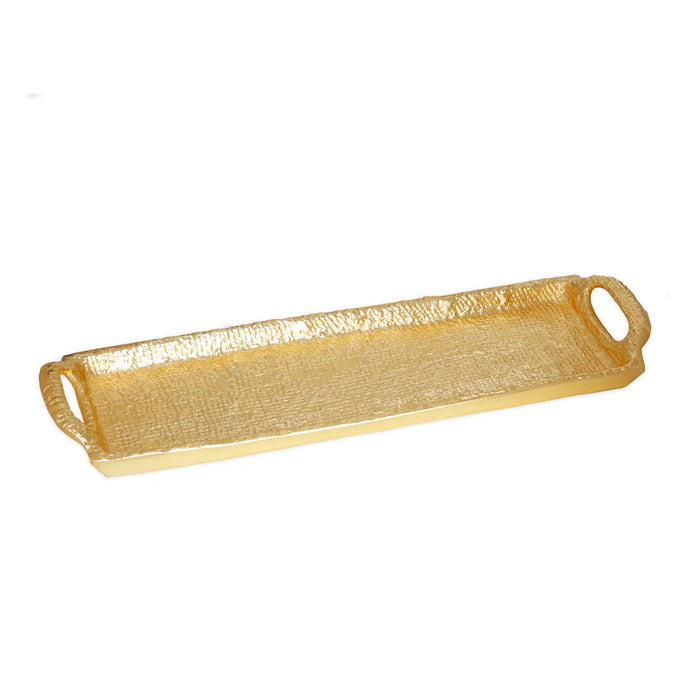 Textured Gold Oblong Tray with Handles - 14"L X 4.25"W