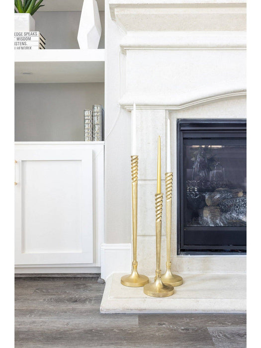 CLASSIC TOUCH DECOR INC. - Spiral Design Gold Geometric Candlestick