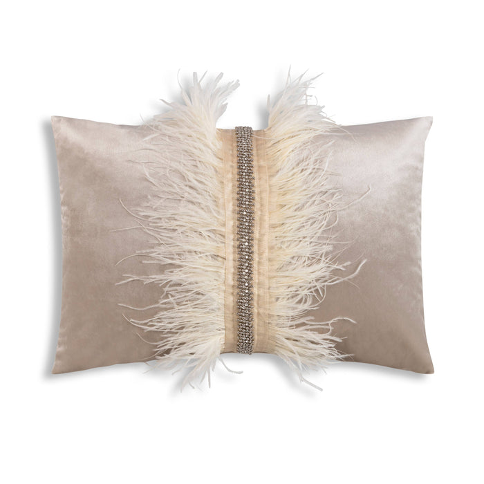 Cloud 9 Design - Ava's Plush Bejeweled Ostrich Feather Throw Pillow