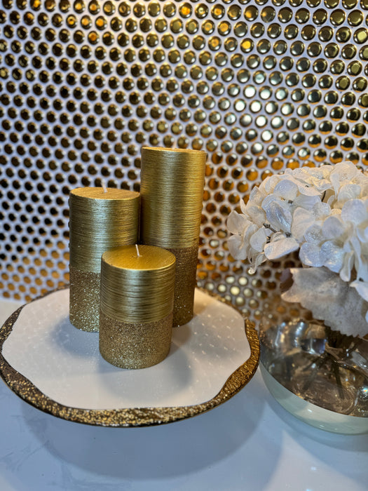 Glam Gold Large Candle Pillar set of 3