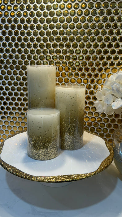 Luxury Sparkle Large Pillar Candle Set of 3