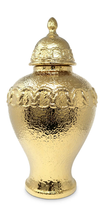 Gold Ginger Jar with Gold Chain Detail