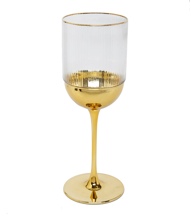 Set of 6 Wine Glasses with Gold Dipped Bottom - 2.75"D x 7.5
