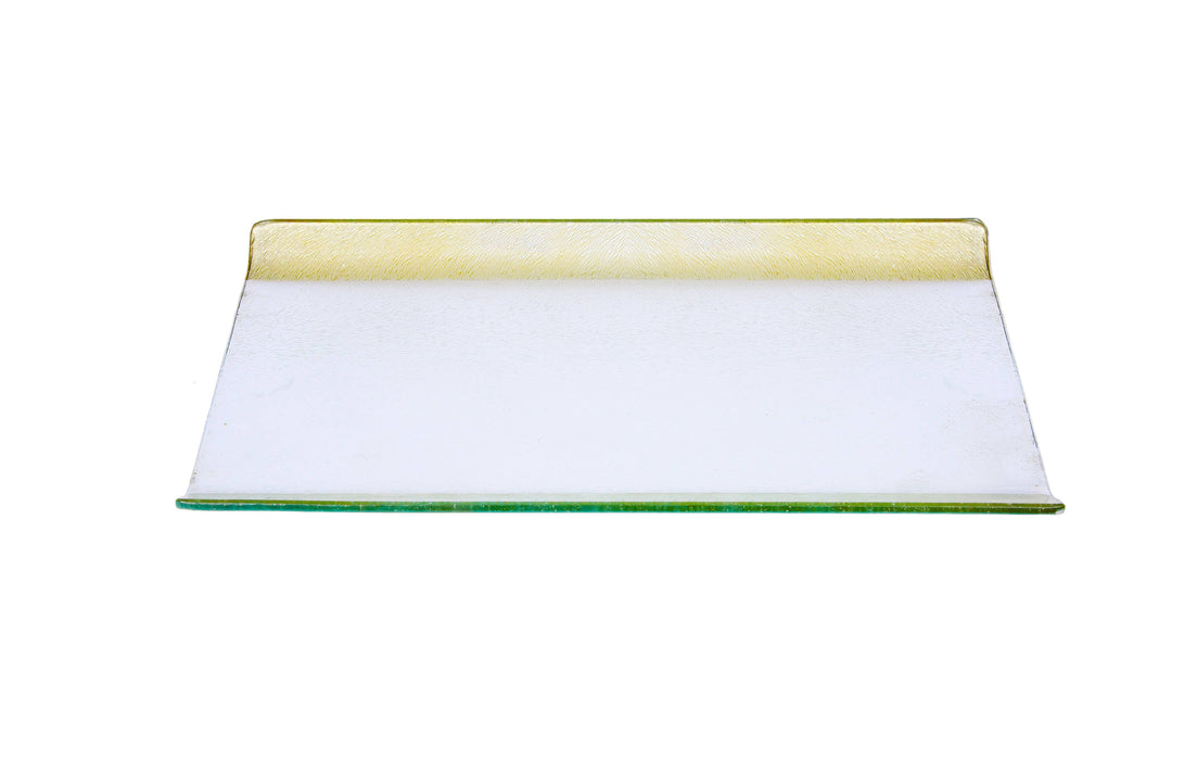 14"L Glass Tray With Gold Border