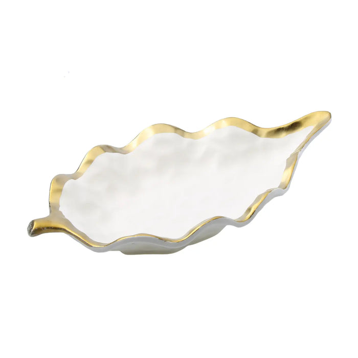 Porcelain White Leaf Shaped Dish