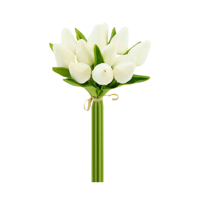 1 Dozen Real Touch Tulip Bud bouquet-13.25"