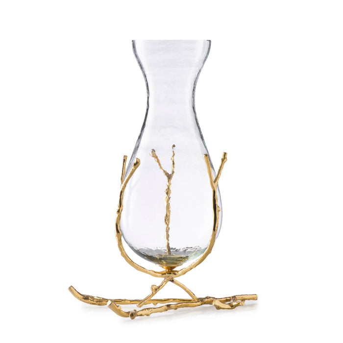 Glass Vase With Gold Twig Base