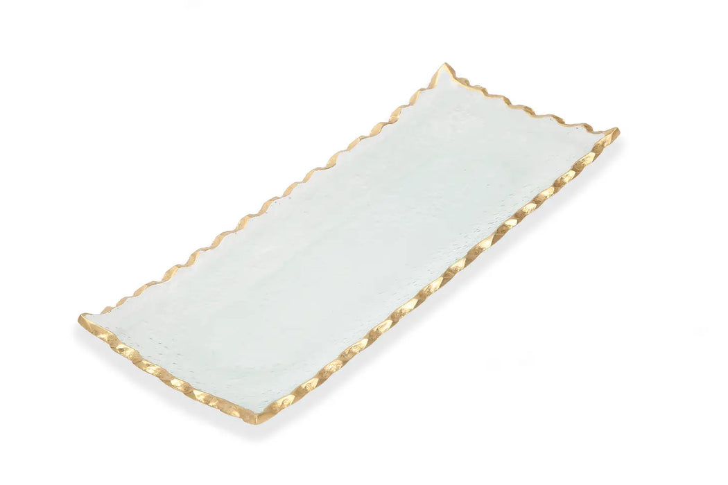 Glass Oblong Tray With Gold Edge - GT2142