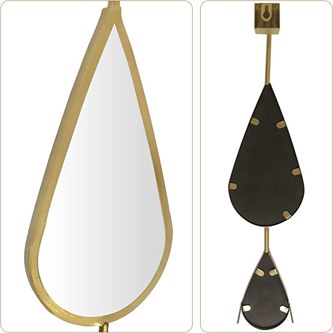 Glam Mirrors Wall Mounted Mirror Tear Drop Shape Gold, 5-Pack