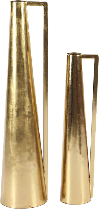 Gold Metal Slim Vase with Handles