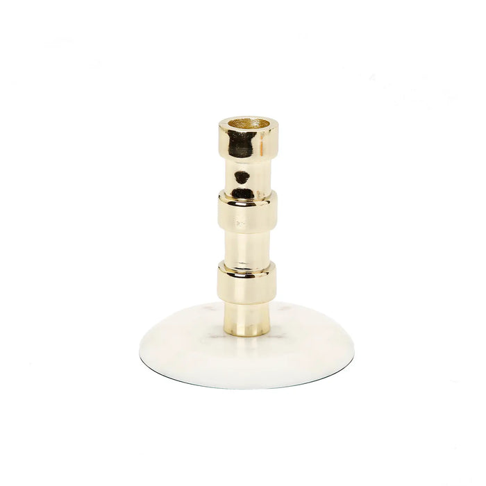Gold Taper Candle Holder On Marble Base