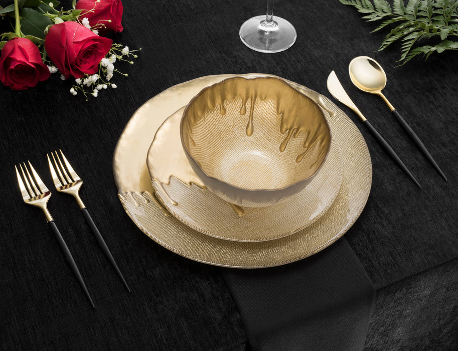 Set Of 12 Dinnerware With Gold Dipped Design